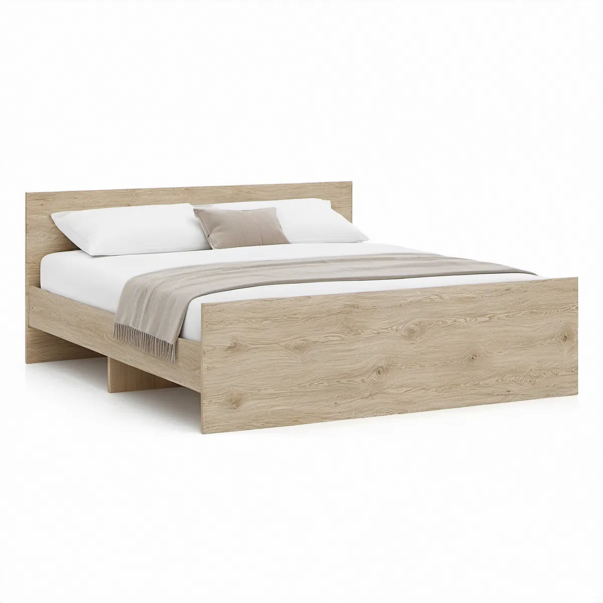 Doppelbett 180 x 200 cm mit Kopfteil in heller Eichenoptik