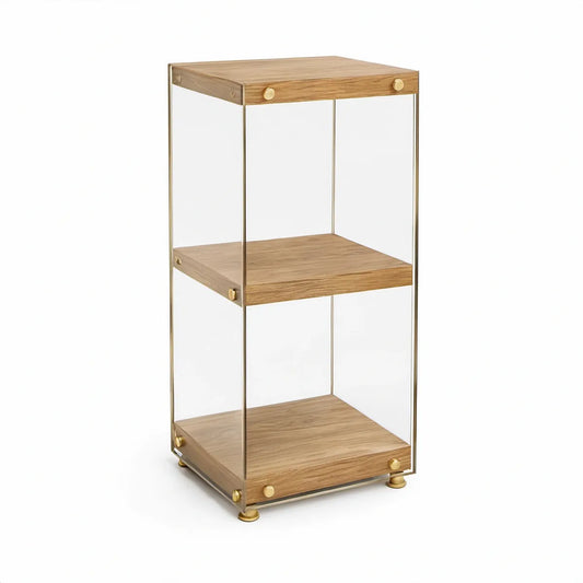 Standregal 45 x 35 x 90 cm in Eichenoptik Naturbraun und Gold