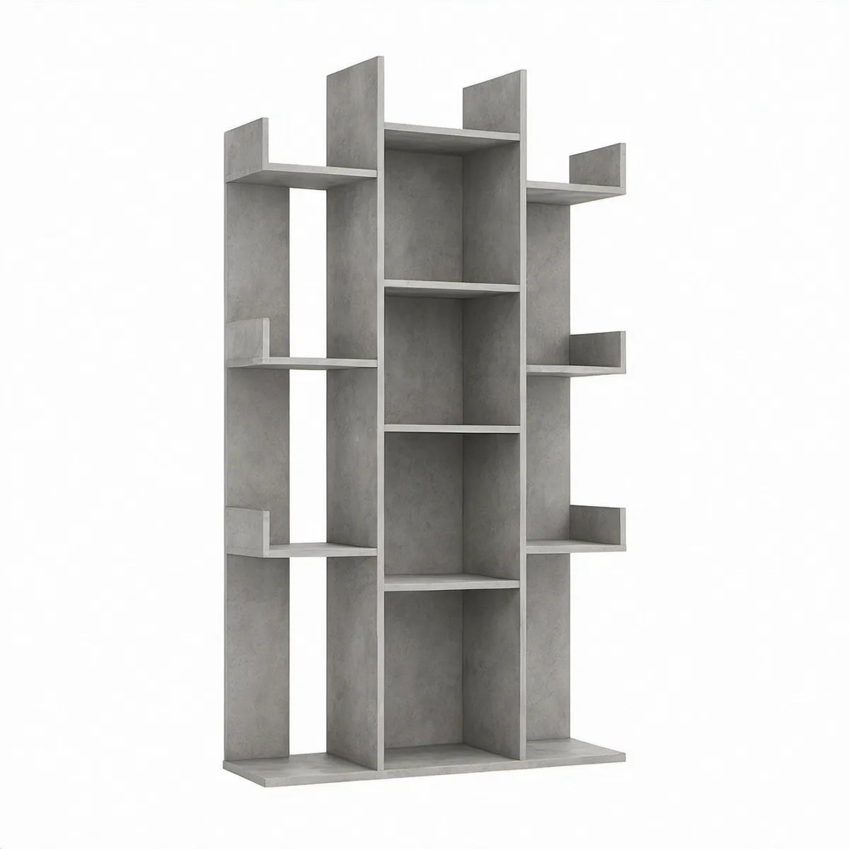 Standregal mit 10 offenen Fächern in Betongrau, 100 × 30 × 180 cm