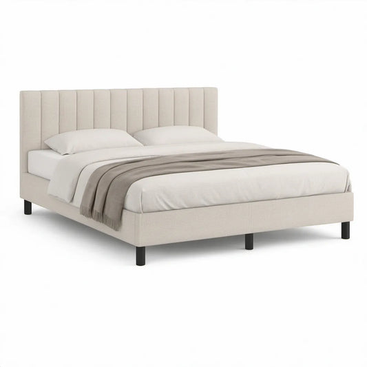 Polsterbett 180 x 200 cm aus Polyester, Creme
